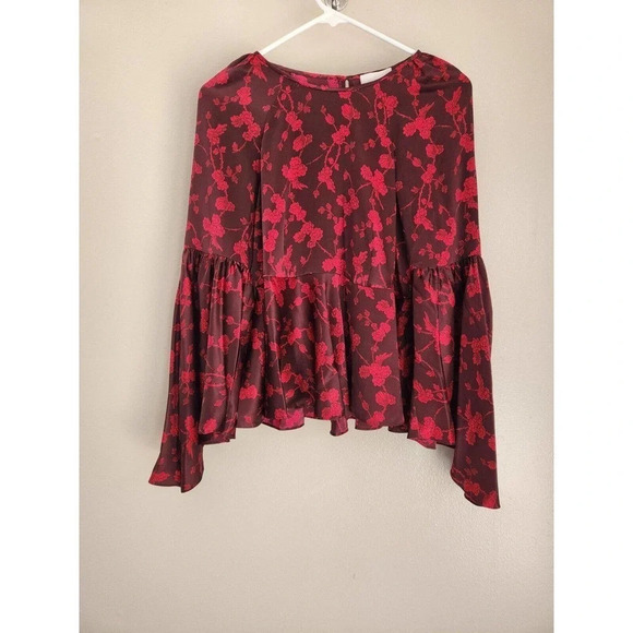 NWT Cinq a Sept Cypress Vine Print Avalon Top Size XS Rhubarb Camilla Red - Picture 2 of 12